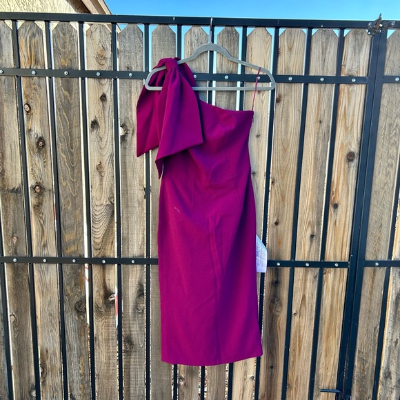 NWT DRESS THE POPULATION Tiffany Dress Dark Magenta - Picture 3 of 9